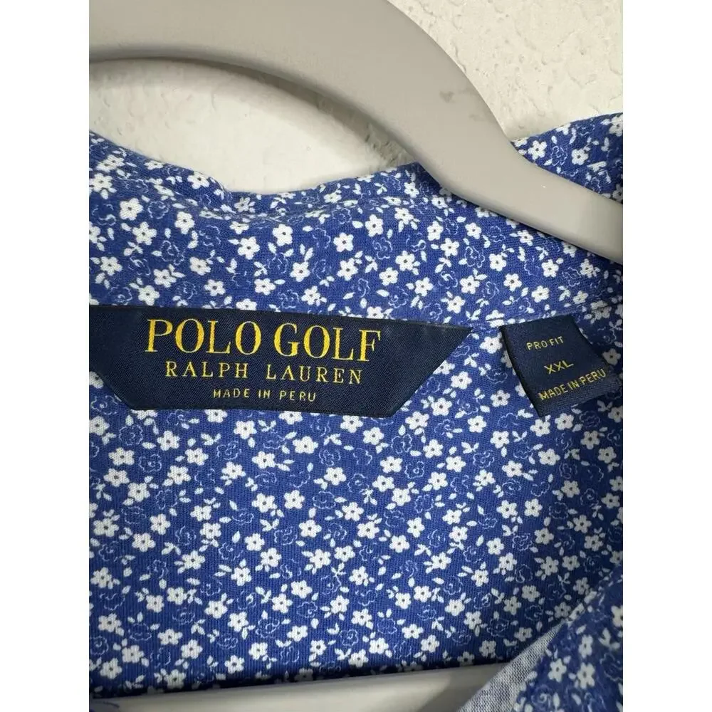 Ralph Lauren Polo Shirt Mens XXL Pro Fit Ditsy Floral 100% Pima Cotton Peru Golf
